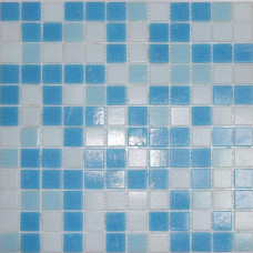 Мозаика бело-сине-голубой (сетка, чип 2,5х2,5) 32,7х32,7 