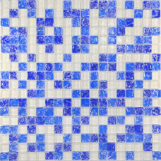Мозаика стекло №450 микс синий-голубой-белый 30х30